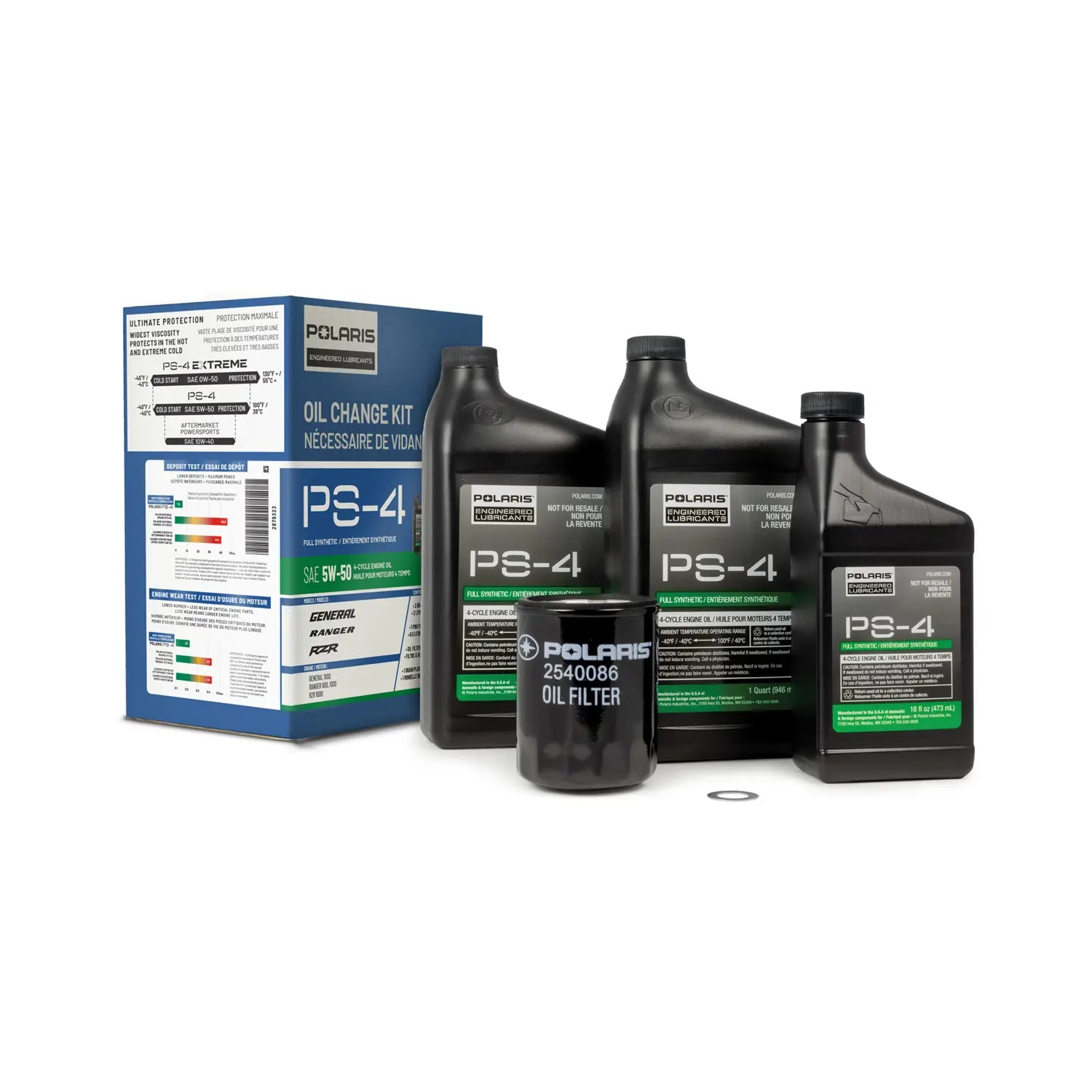 Full Synthetic Oil Change Kit PS-4 Engine Oil, Certain RZR, Ranger, General and Xpedition