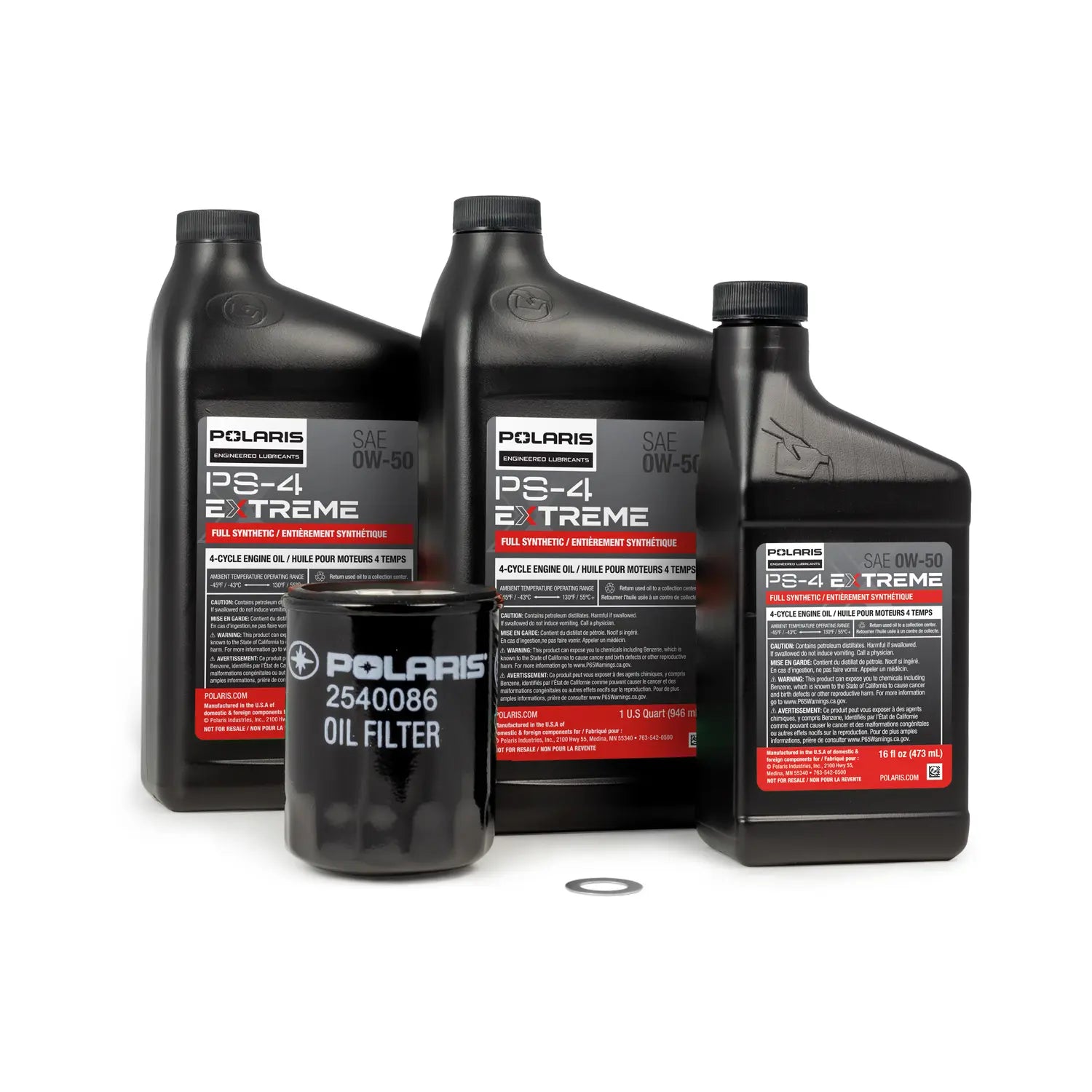 Full Synthetic Oil Change Kit PS-4 Extreme 0W-50 Engine Oil, Certain RZR, Ranger, General and Xpedition