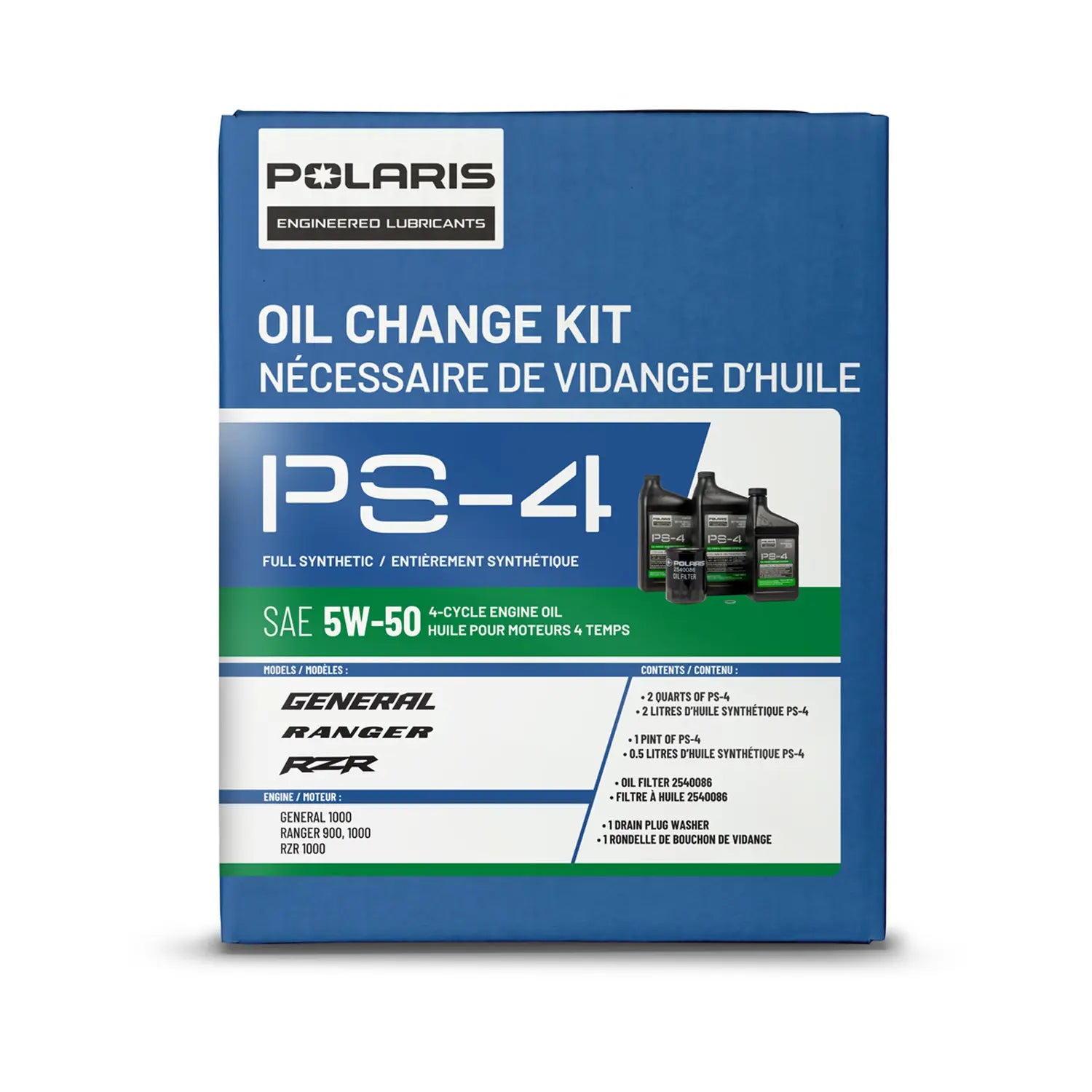 Full Synthetic Oil Change Kit PS-4 Engine Oil, Certain RZR, Ranger, General and Xpedition