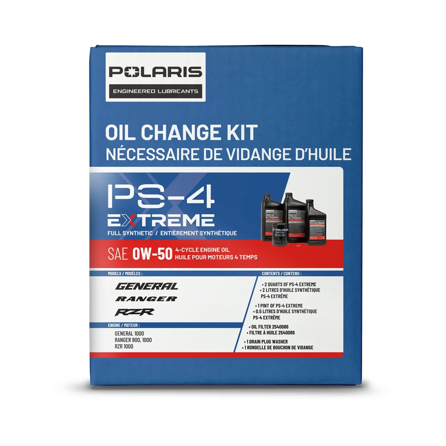 Full Synthetic Oil Change Kit PS-4 Extreme 0W-50 Engine Oil, Certain RZR, Ranger, General and Xpedition